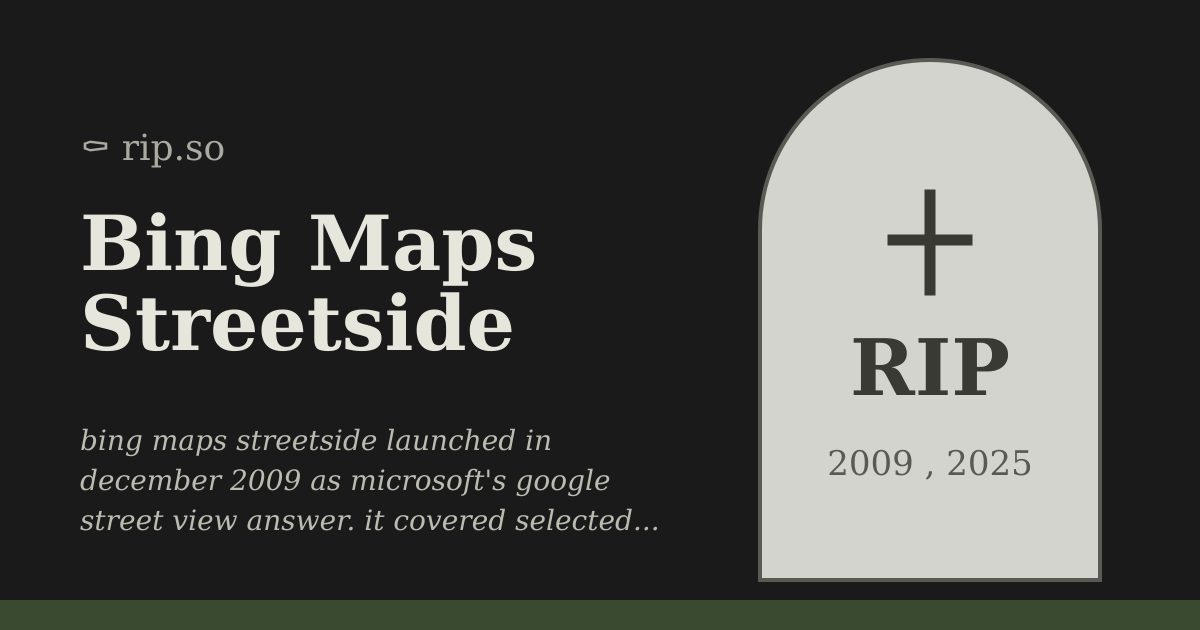 Bing Maps Streetside (2009 - 2025) :: rip.so