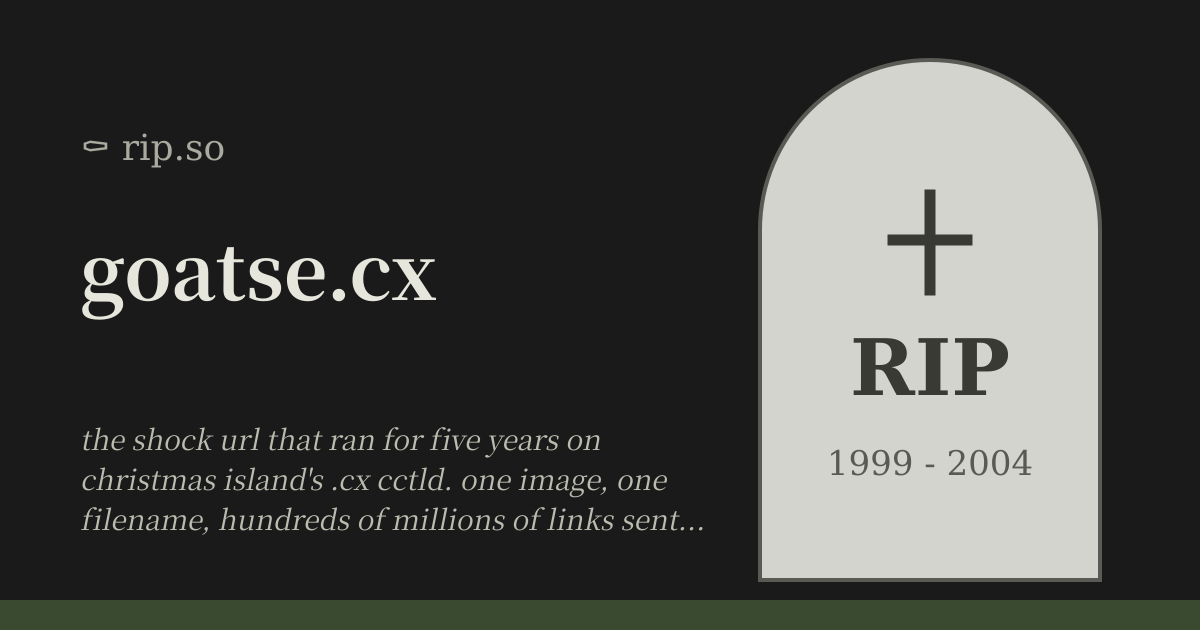 Goatse Ct goatse.cx (1999 - 2004) :: rip.so